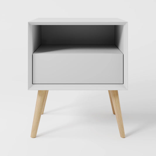 Arctic Minimalist Wood Bedside Table