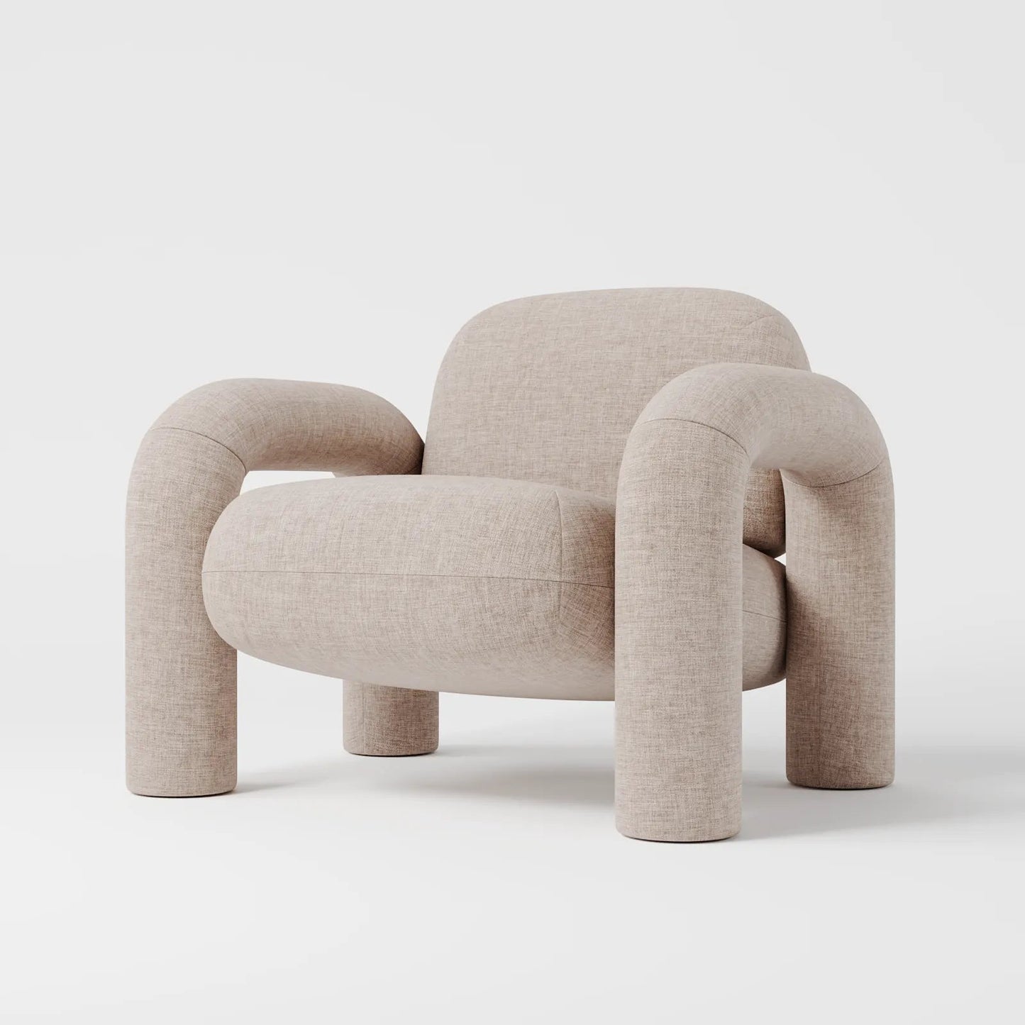 Modern Royal Blue Lounge Chair with Oversized Cylindrical Legs