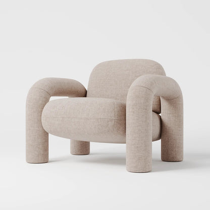 Modern Royal Blue Lounge Chair with Oversized Cylindrical Legs