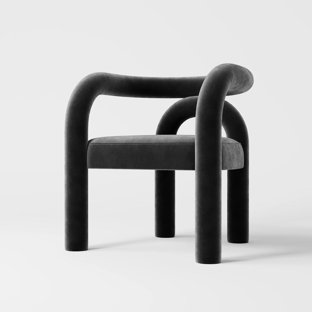 Minimalist Tubular Accent Chair with Geometric Support Silhouette