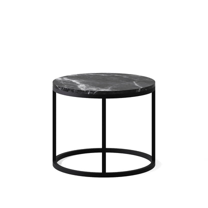 The Duo-Marble Set: Modern Tiered Nesting Tables with Slim Black Circular Supports