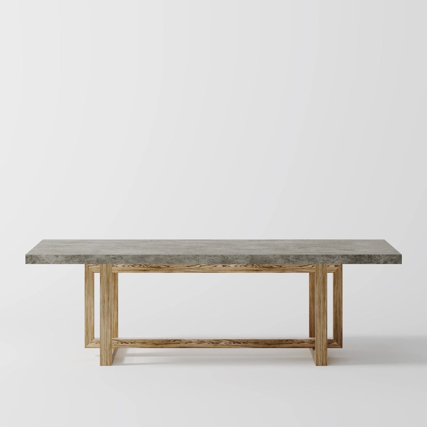 The Strata Table: Modern Minimalist Dining Table in Grey Stone and Oak