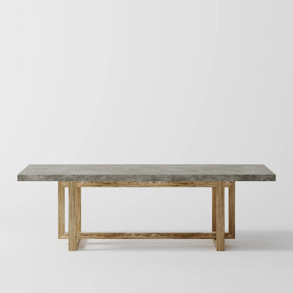 The Strata Table: Modern Minimalist Dining Table in Grey Stone and Oak