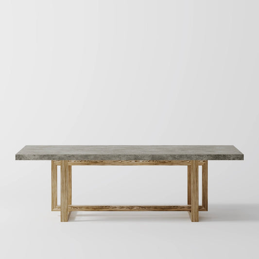The Strata Table: Modern Minimalist Dining Table in Grey Stone and Oak