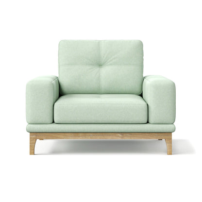 Contemporary Low-Profile Club Chair with Sculptural Wood Frame