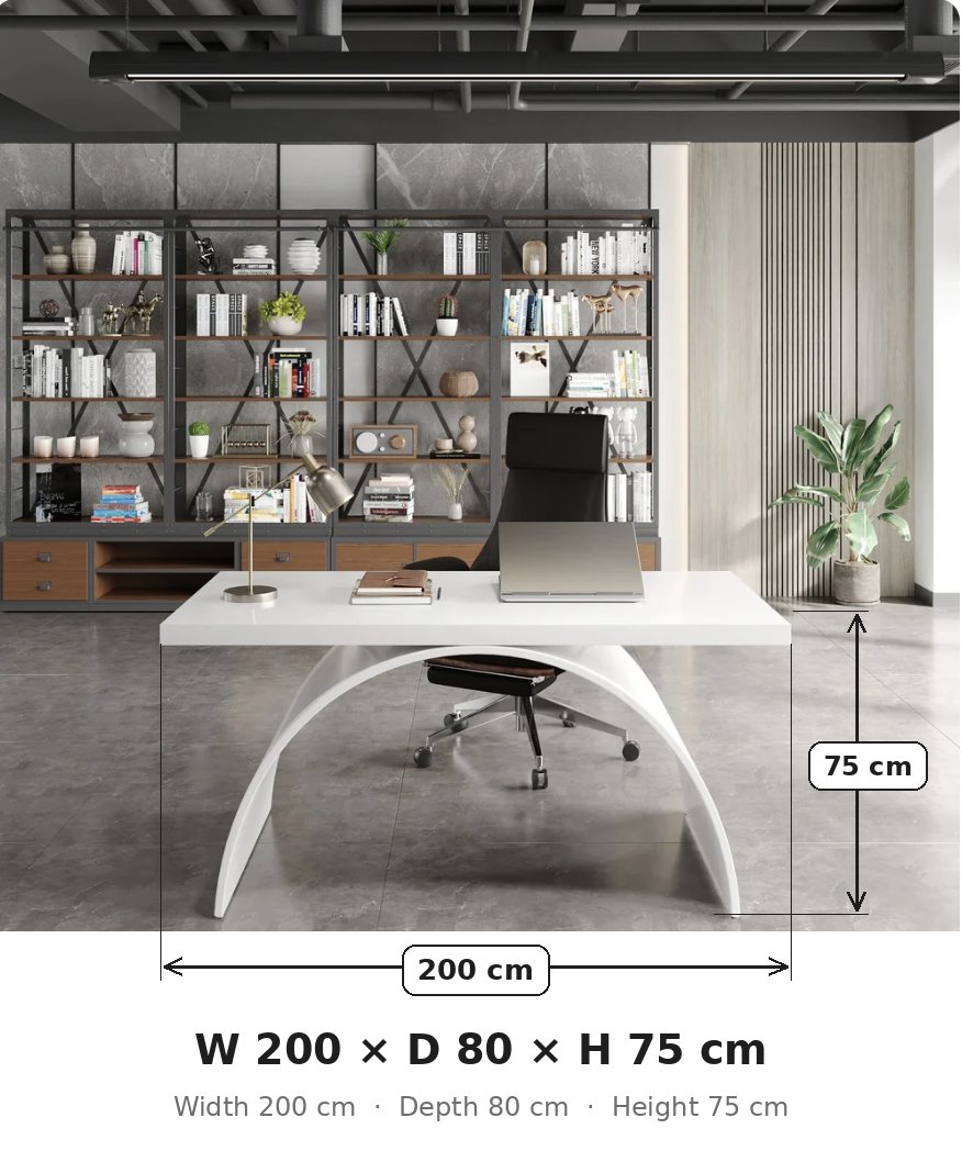 Vault desk dimensions W 200 x D 80 x H 75 cm