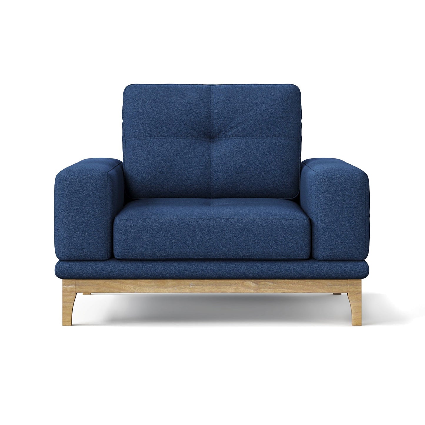 Contemporary Low-Profile Club Chair with Sculptural Wood Frame