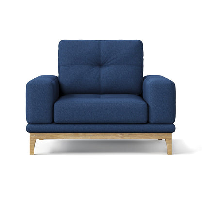 Contemporary Low-Profile Club Chair with Sculptural Wood Frame