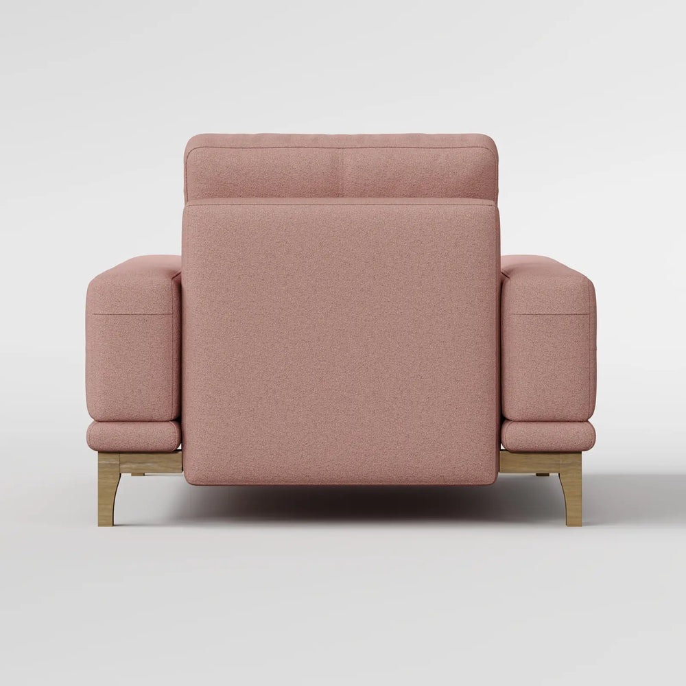 Contemporary Low-Profile Club Chair with Sculptural Wood Frame