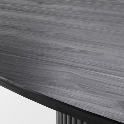 Minimalist Grand Pedestal Table with Bold Vertical Fluted Texture