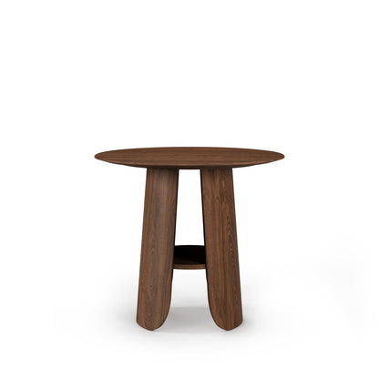Contemporary Round Natural Oak Dining Table with Fluted Pedestal Base