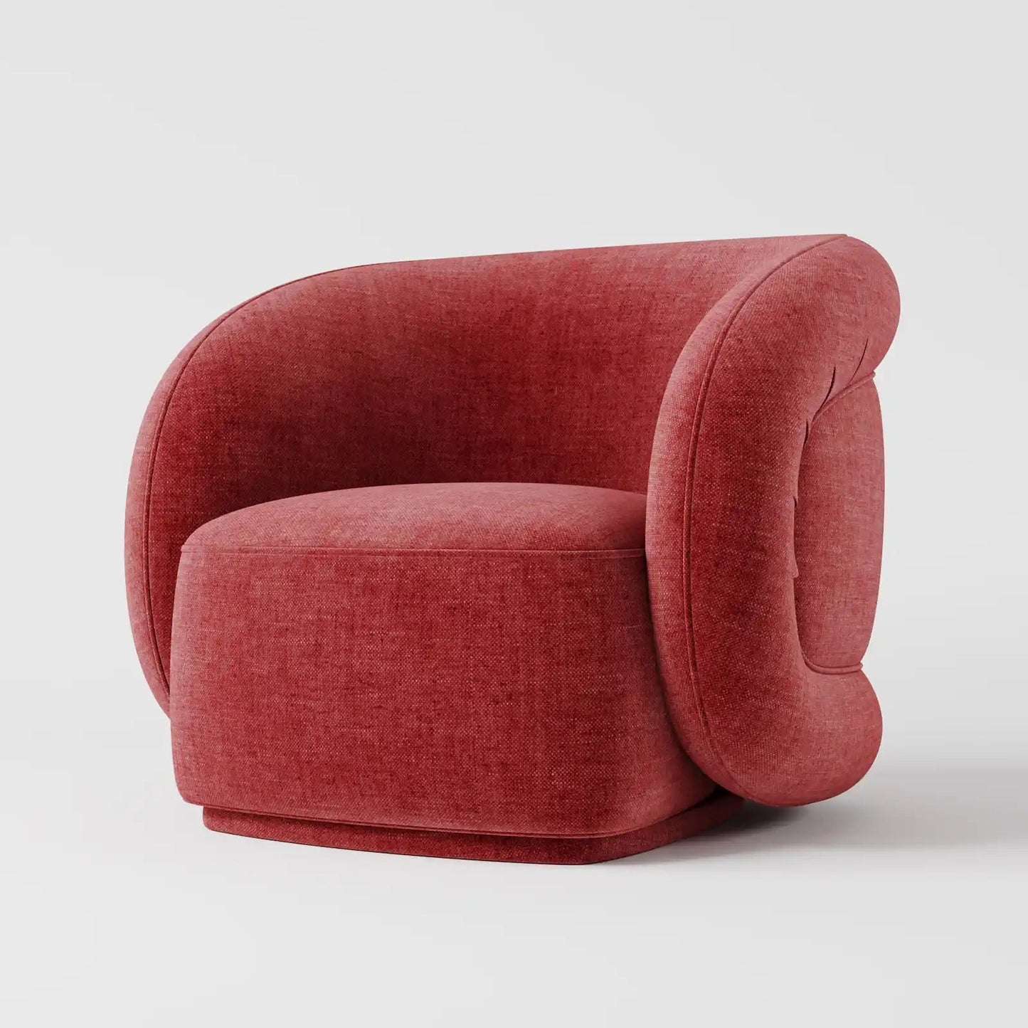 The Serene Lounge: Modern Integrated Armchair in Ivory Texture