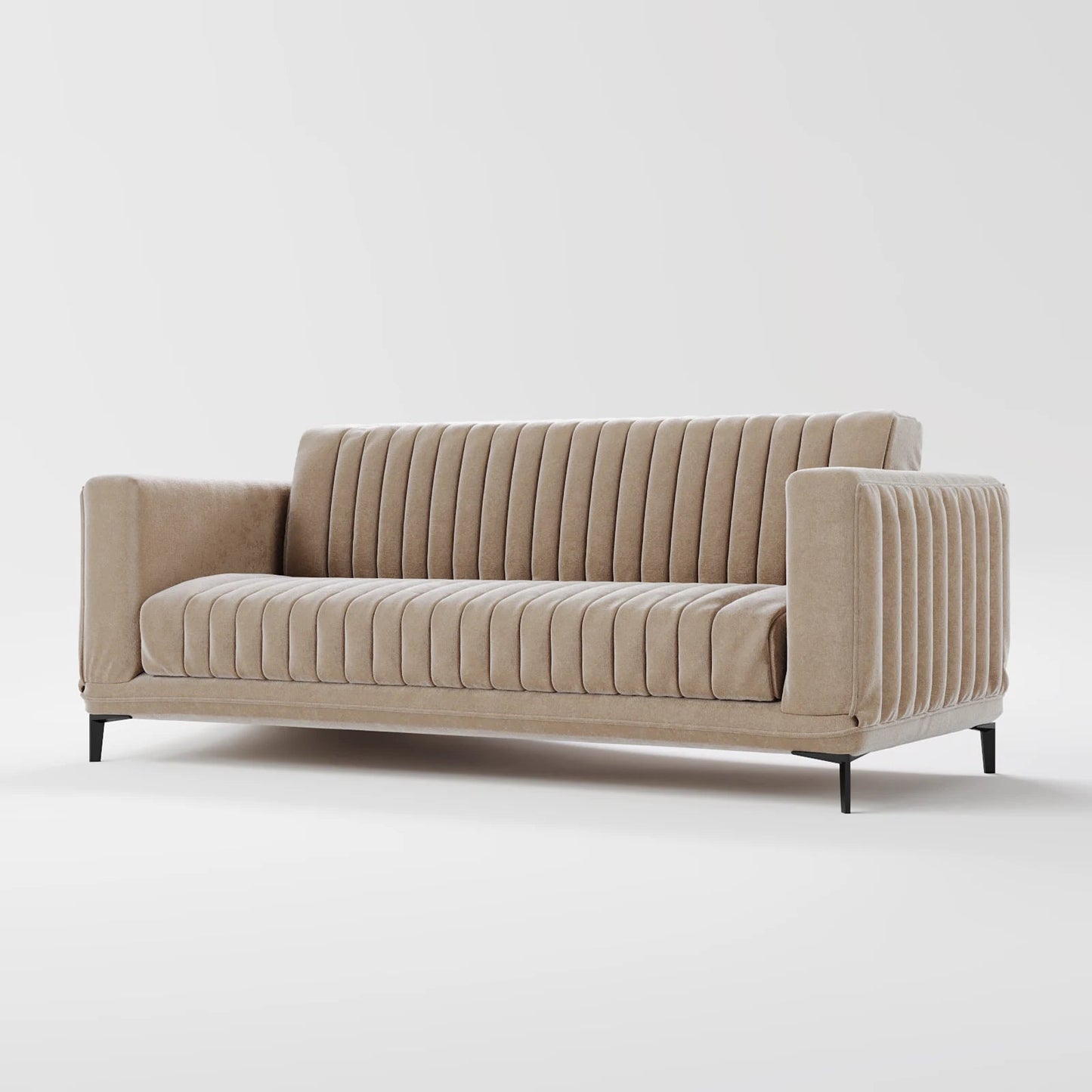 Luxe Ribbed Velvet 3-Seater Sofa Bed