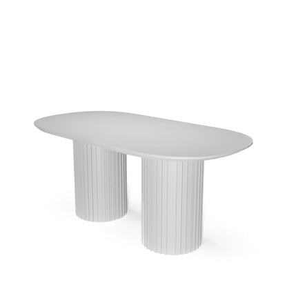 The Augustus Oval Table: Modern Architectural Centerpiece in Fluted Oak
