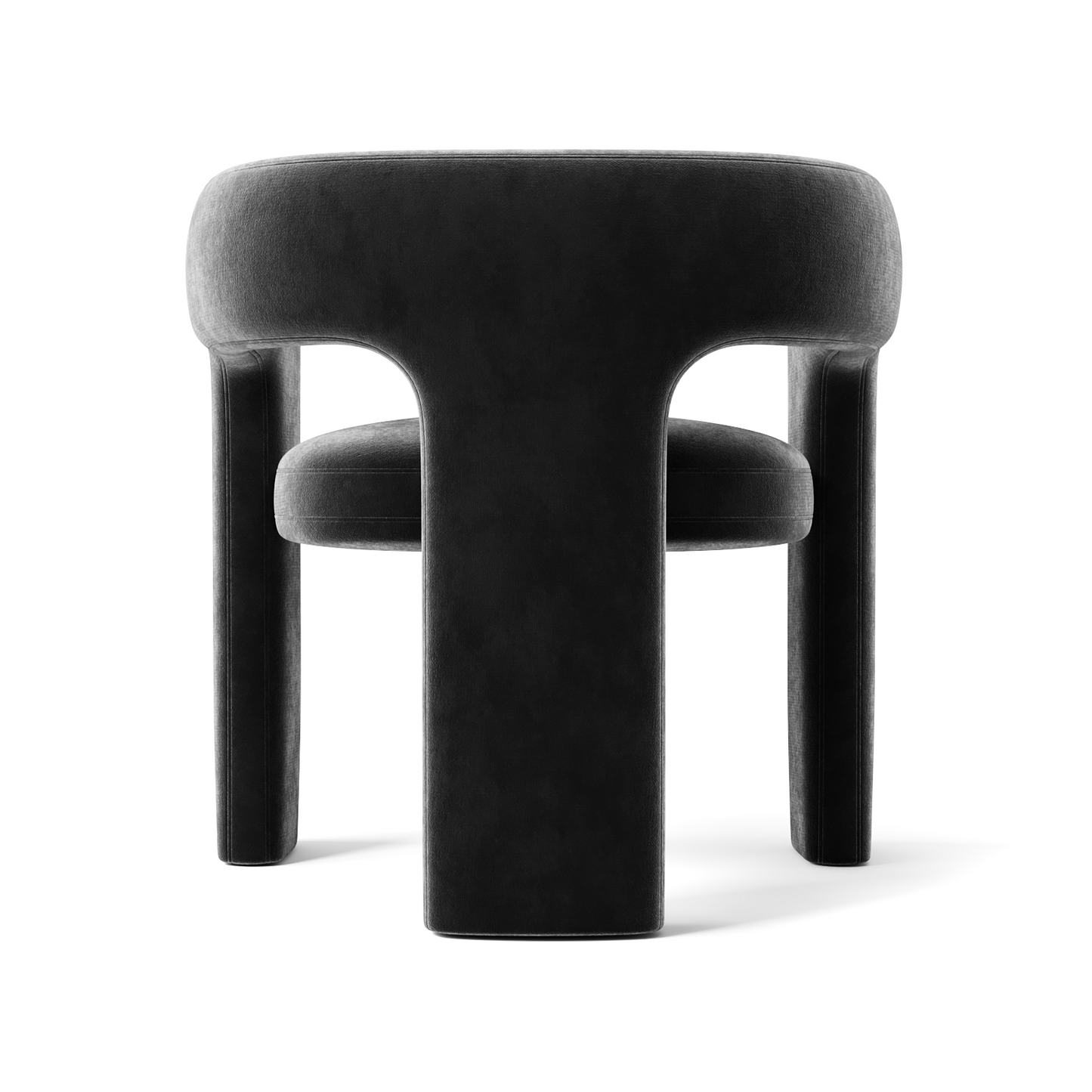 The Tiber Lounge: Modern T-Frame Sculptural Chair in Onyx Velvet