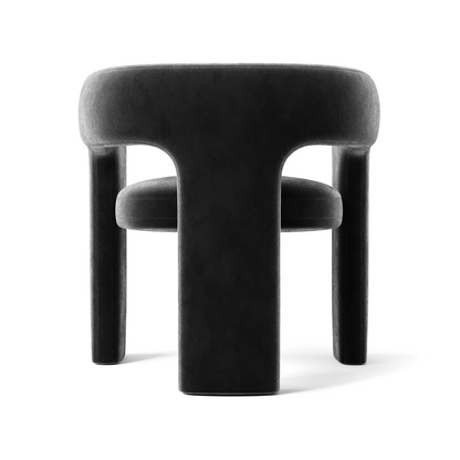The Tiber Lounge: Modern T-Frame Sculptural Chair in Onyx Velvet