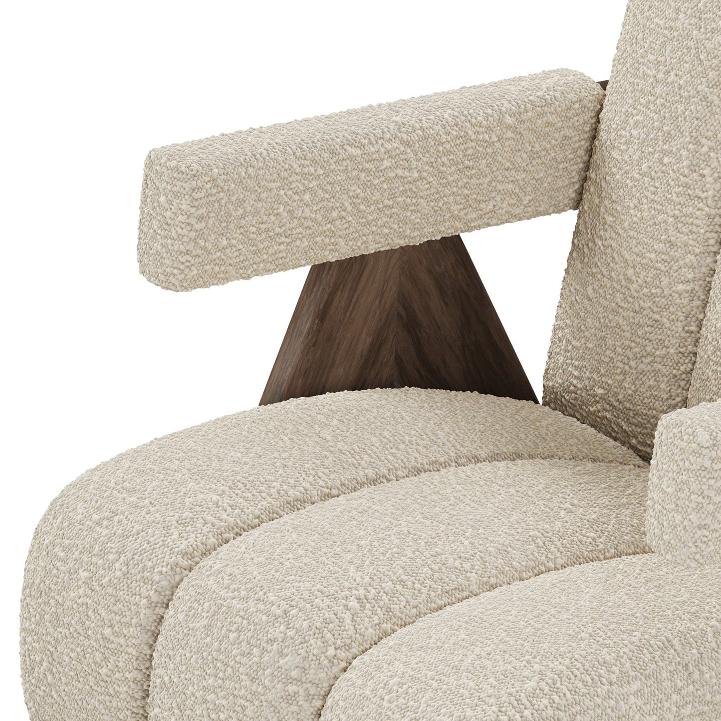 Sculptural Three-Panel Accent Chair with Tapered Walnut Legs