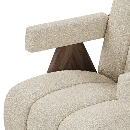 Sculptural Three-Panel Accent Chair with Tapered Walnut Legs