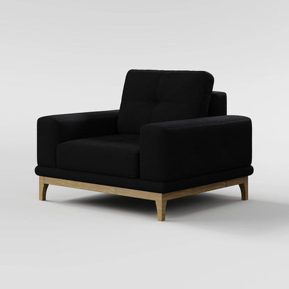 Contemporary Low-Profile Club Chair with Sculptural Wood Frame
