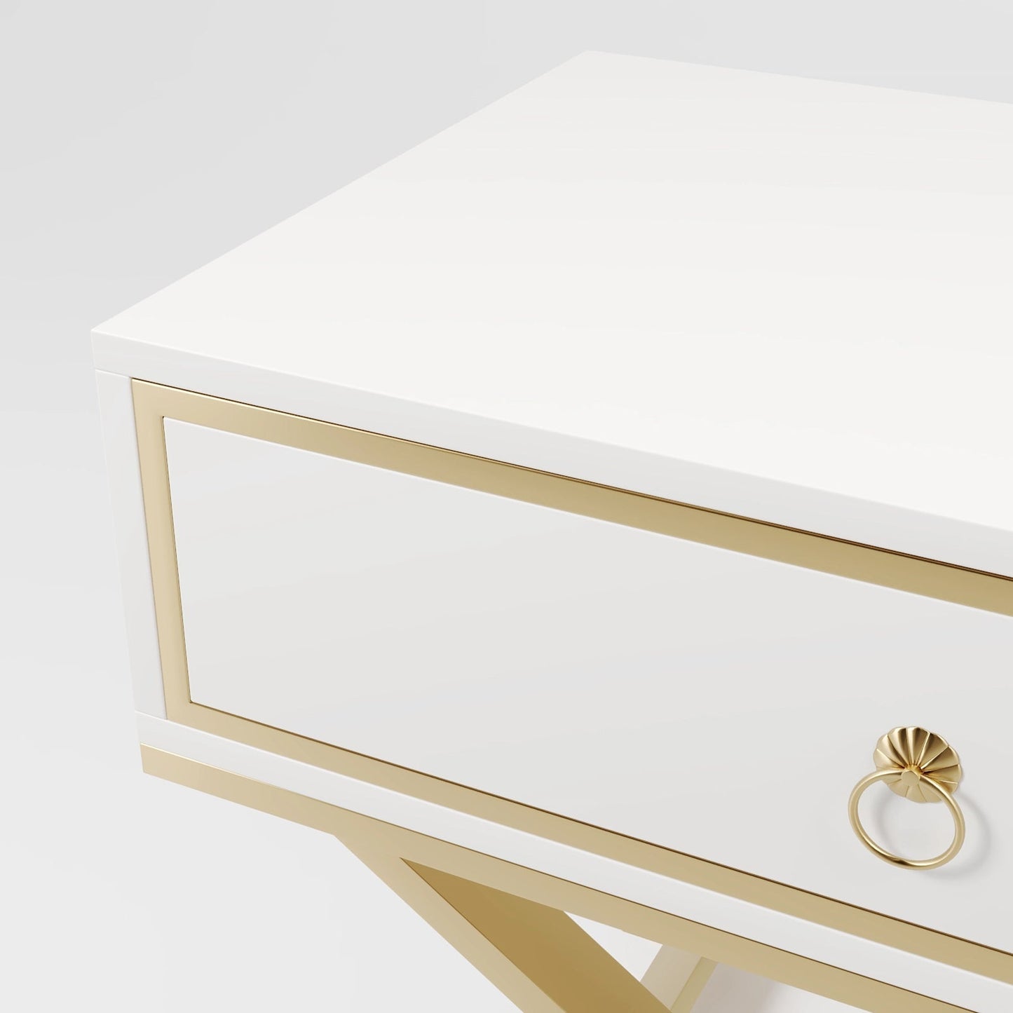 "Royal Ivory Cross Leg Bedside Table