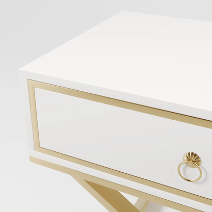 "Royal Ivory Cross Leg Bedside Table