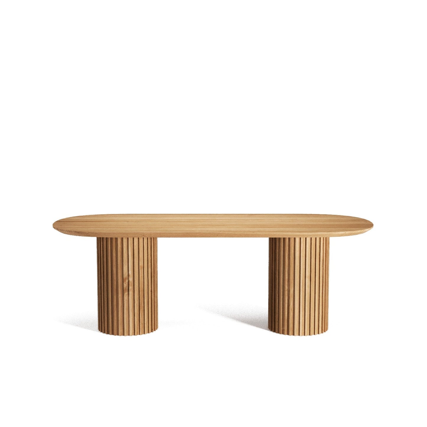 The Augustus Oval Table: Modern Architectural Centerpiece in Fluted Oak
