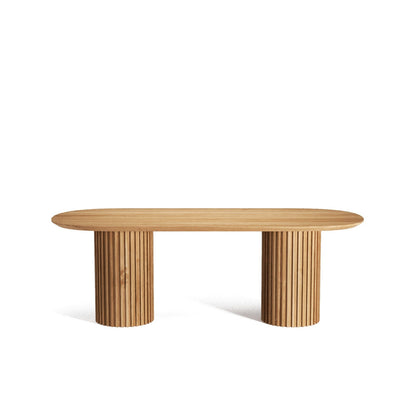 The Augustus Oval Table: Modern Architectural Centerpiece in Fluted Oak