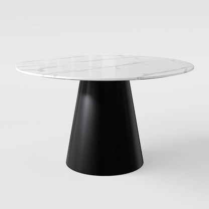 The Verona Marble Table: Modern Sculptural Centerpiece with Tapered Cross-Legs