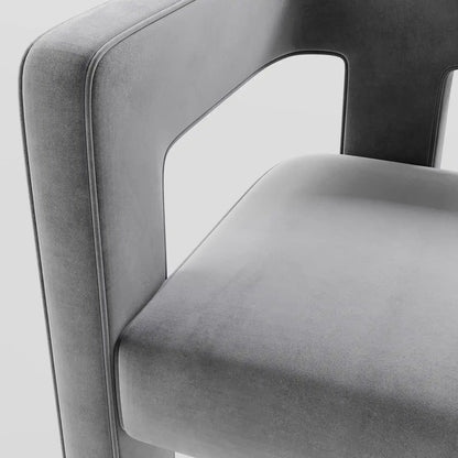 Modern Linear Accent Chair with Sculptural Pillar Frame