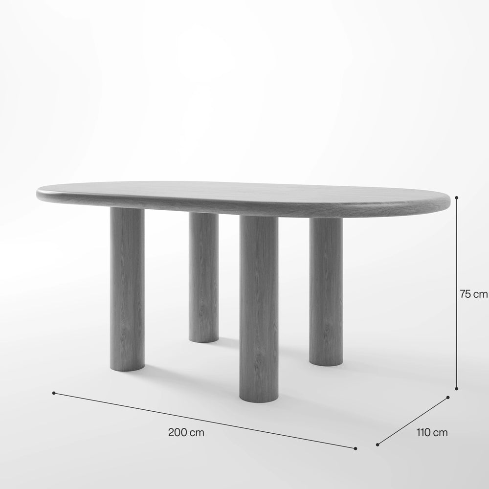 Contemporary Walnut Dining Table with Oversized Pillar Legs