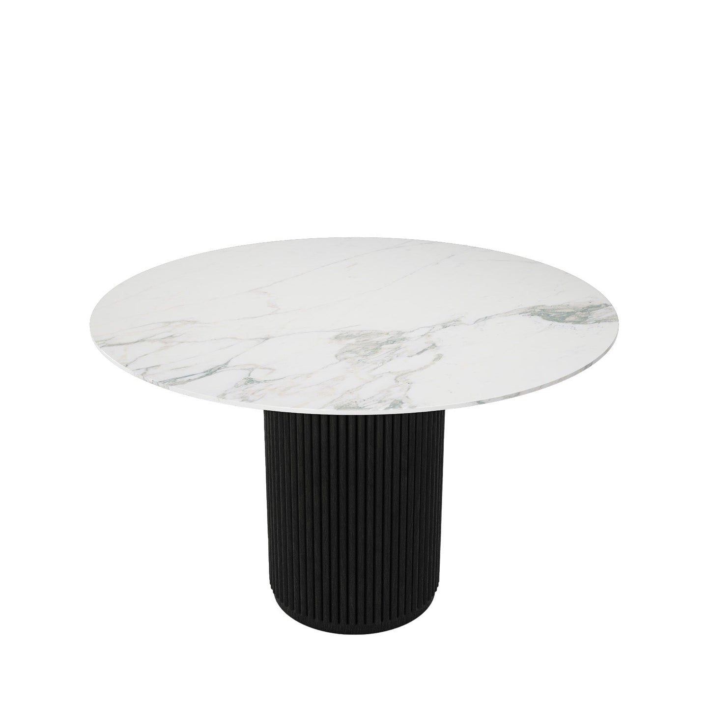 The Carrara Bistro: Modern Round Table with Textured Onyx Column