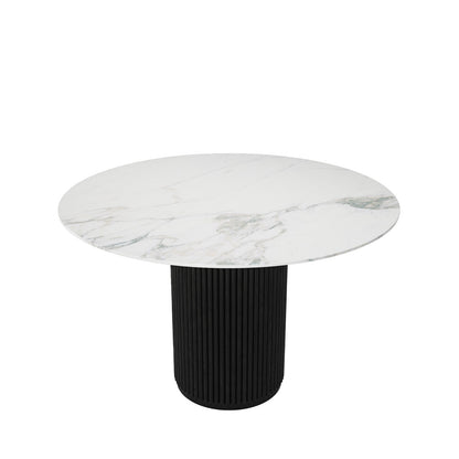 The Carrara Bistro: Modern Round Table with Textured Onyx Column