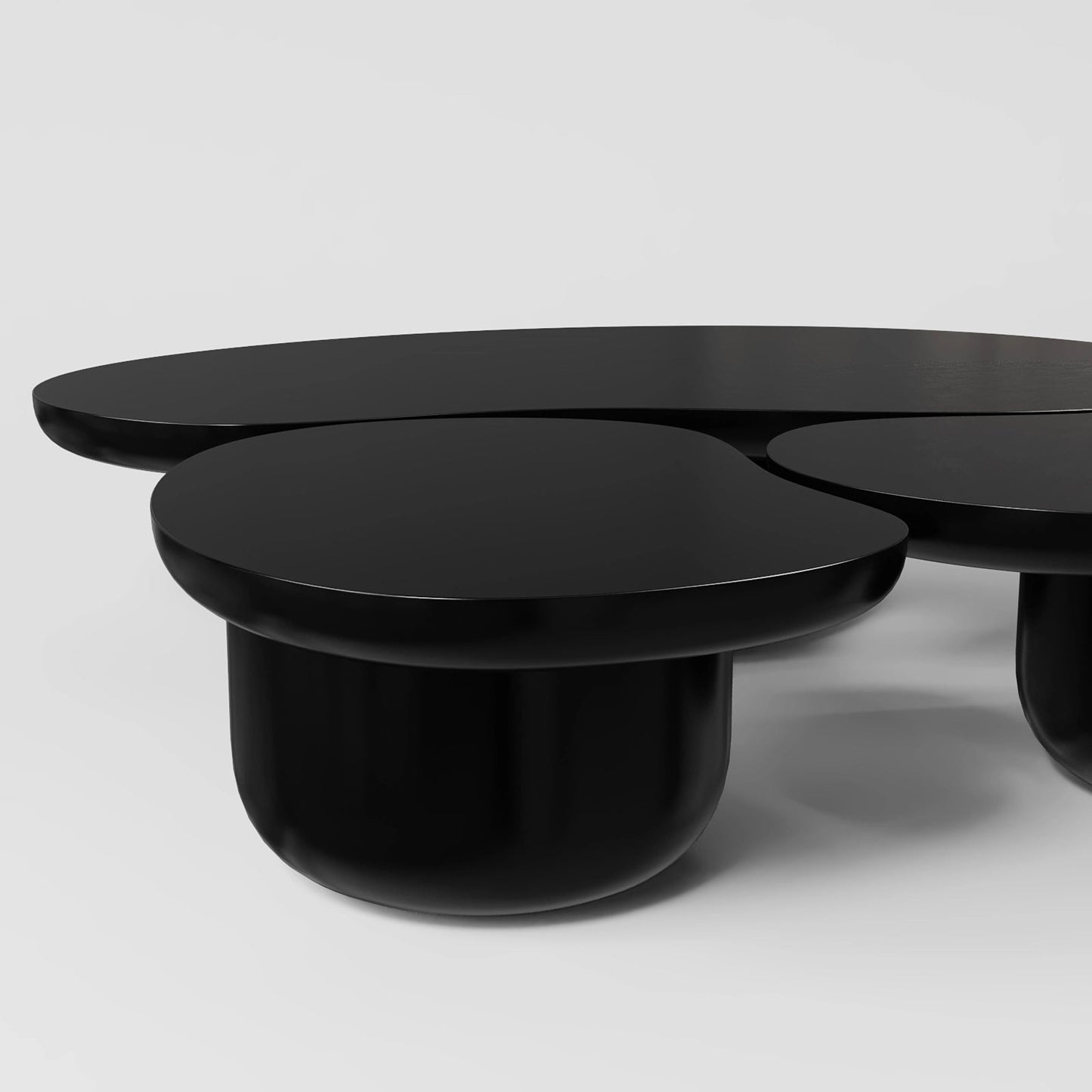 Minimalist High-Gloss Black Nesting Coffee Table