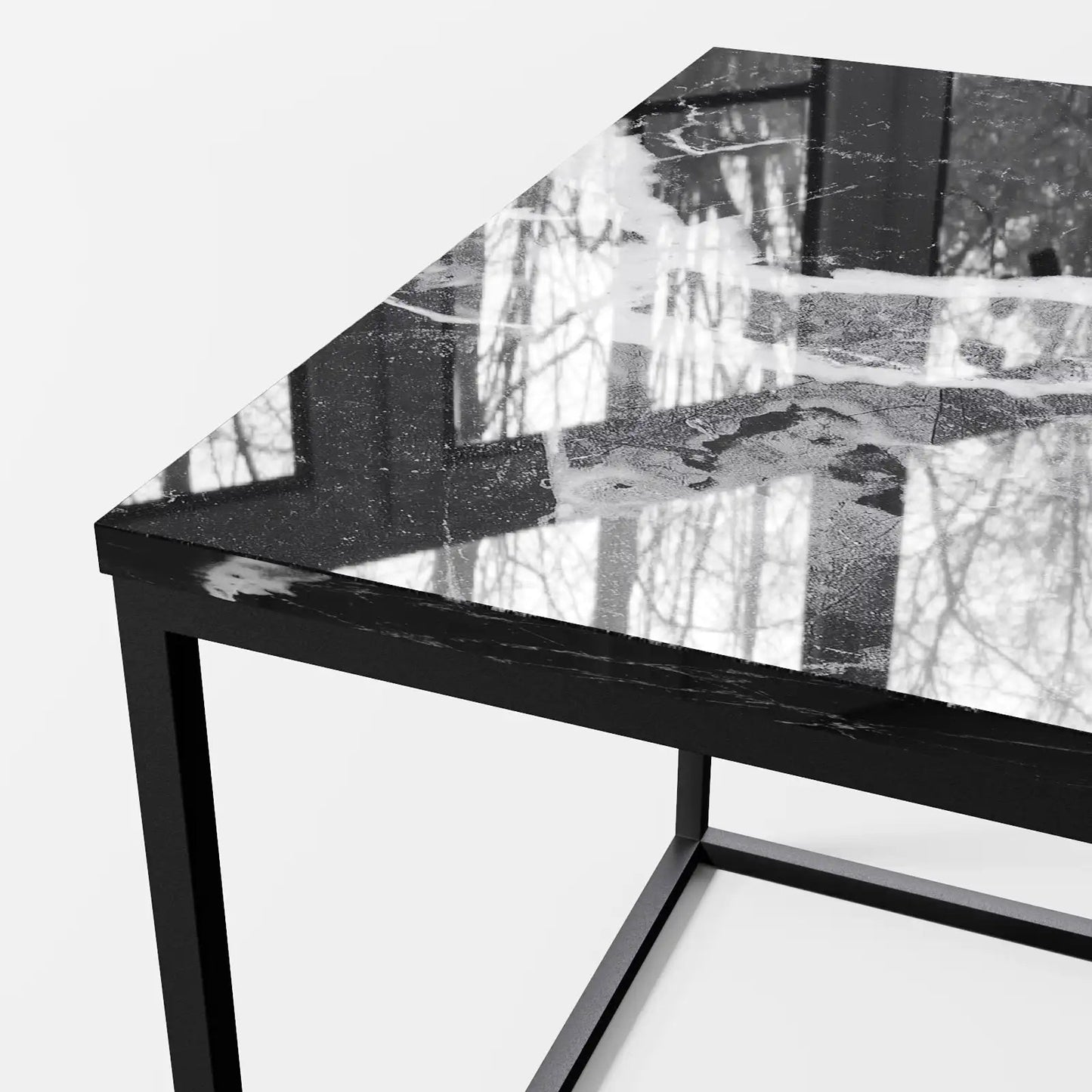 Contemporary Rectangular Black Marble Coffee Table