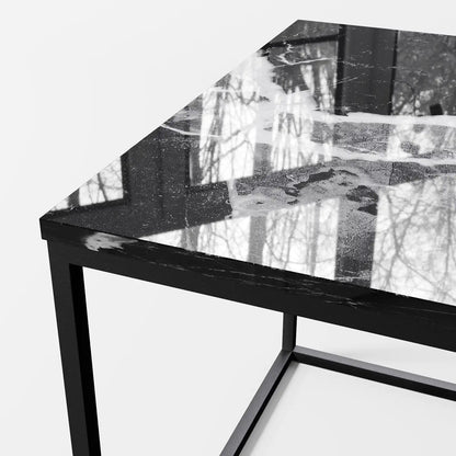 Contemporary Rectangular Black Marble Coffee Table