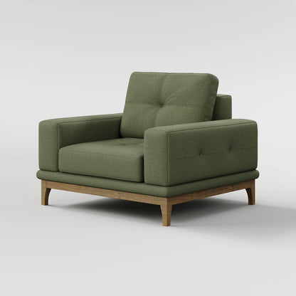 Contemporary Low-Profile Club Chair with Sculptural Wood Frame